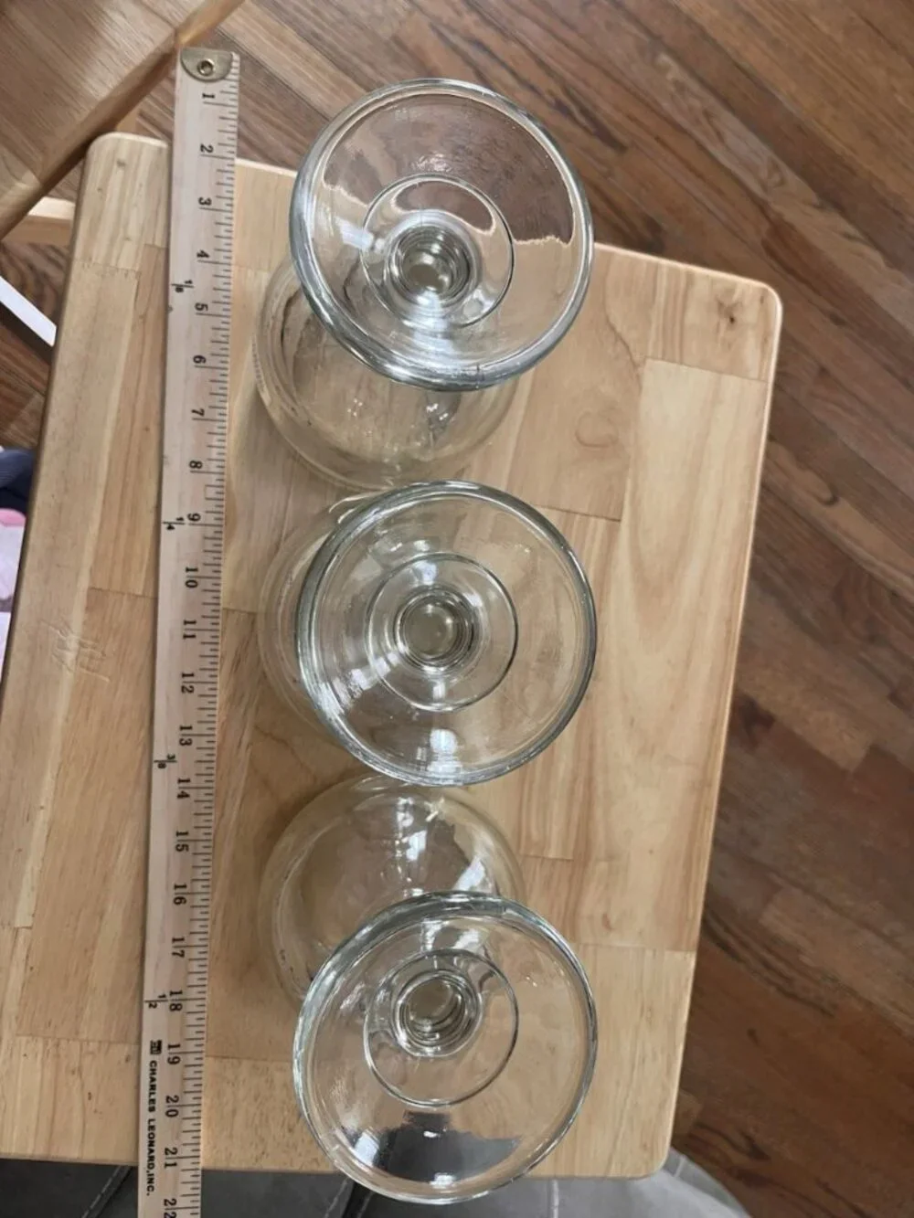 Vintage Hand Blown Mexican Recycled Bubble Glass Wine Goblets Set of 3 Heavy
